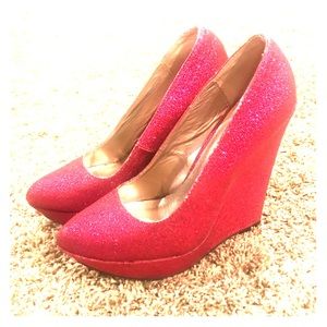 Hot pink Glitter Wedges